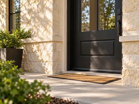 Limestone foundation and a well-fitted exterior door