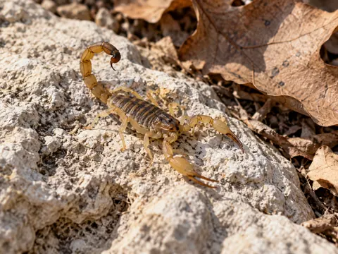Illustration of a bark scorpion on limestone